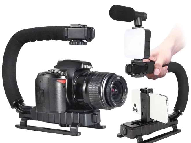 Vlog készlet állvánnyal, mikrofonnal és telefontartóval