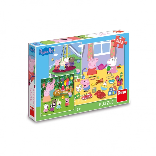 Puzzle Peppa Malac: Nyaralási kalandok 3x55 darab