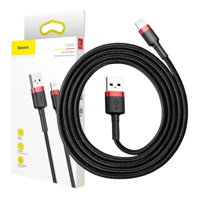 Baseus cafule usb lightning kábel 2.4a 1m piros-fekete