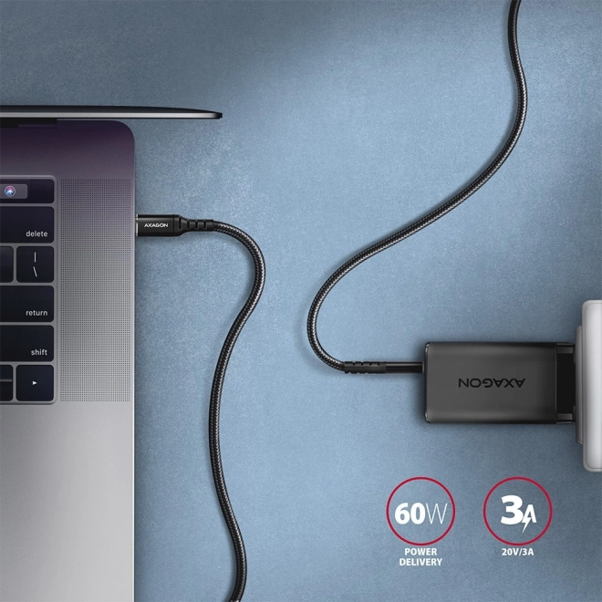 Prémium USB-C kábel 2m 60W PD fekete