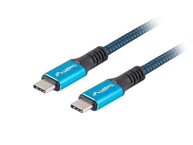 Usb-c kábel lanberg usb4 1,2 m 100 w 8k 60hz fekete-kék