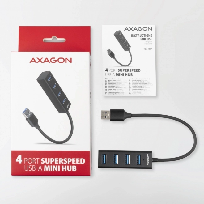 Axagon hordozható mini fém 4-portos USB hub