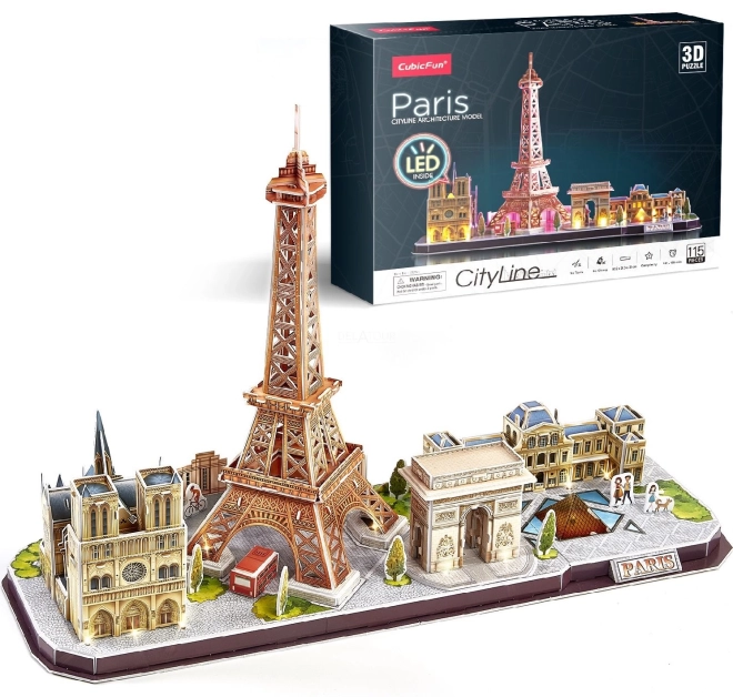 CubifFun Világító 3D puzzle CityLine panoráma: Párizs - 115 darab