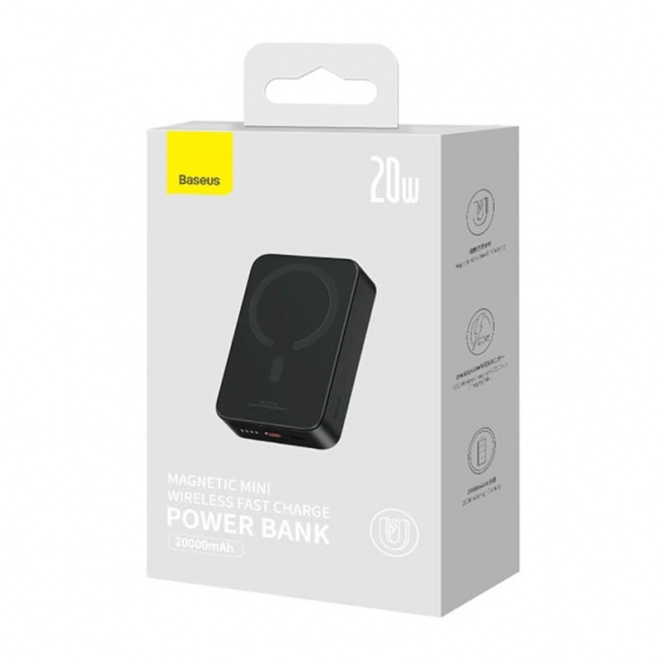 Baseus mágneses mini powerbank 20000mAh, USB-C 20W (fekete)