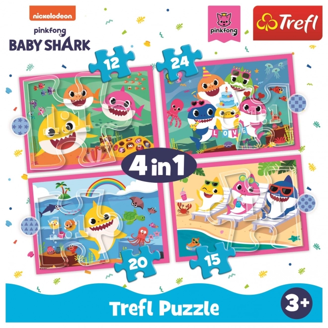 Baby Shark családi puzzle 4 az 1-ben