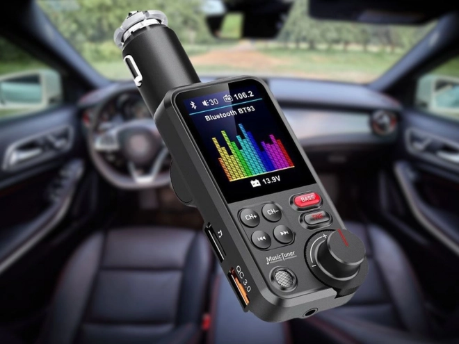 Bluetooth FM adó 5.0 autós kihangosító USB TF bass LCD
