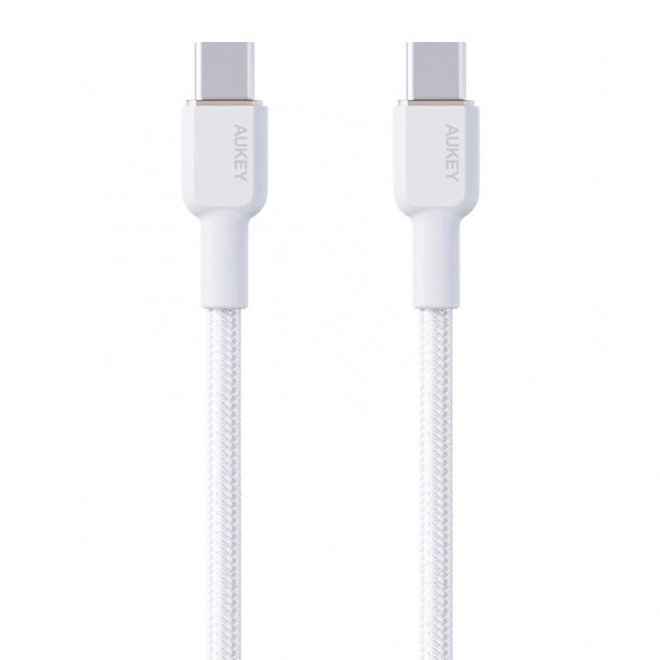 Aukey usb-c a usb-c töltőkábel, 60w, 1.8m, fehér