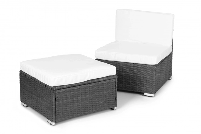 Rattan kerti ülőgarnitúra moduláris sarokkanapéval és szürke asztallal MultiGarden