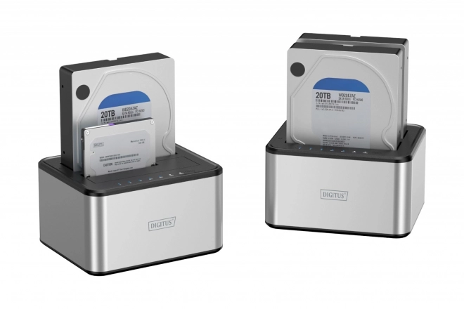 Usb 3.0 szupergyors dokkoló állomás 2x ssd/hdd 2.5/3.5" sata iii max.2x20tb klónozó funkcióval