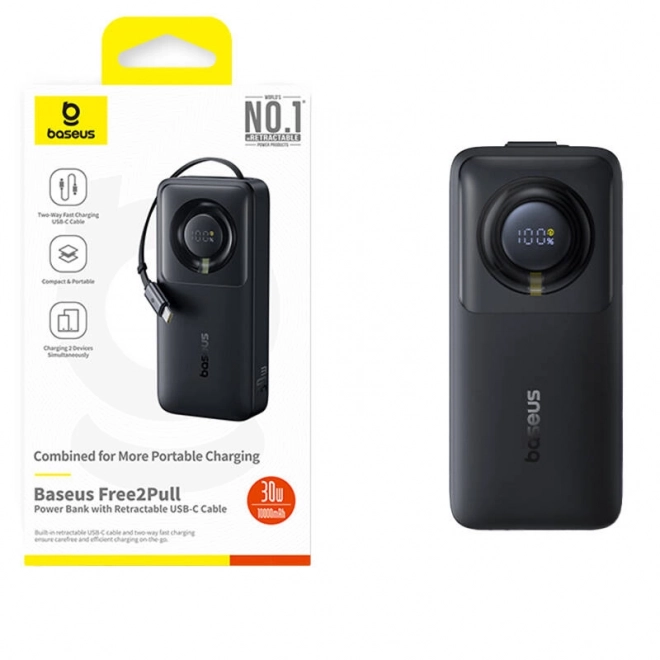 Fekete Baseus 10000 mAh Powerbank kábel