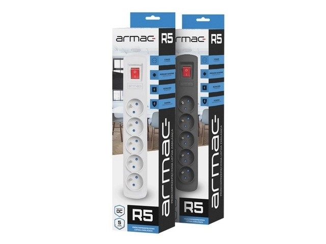 Armac R5 1,5m túlfeszültségvédő 5x230V, fekete
