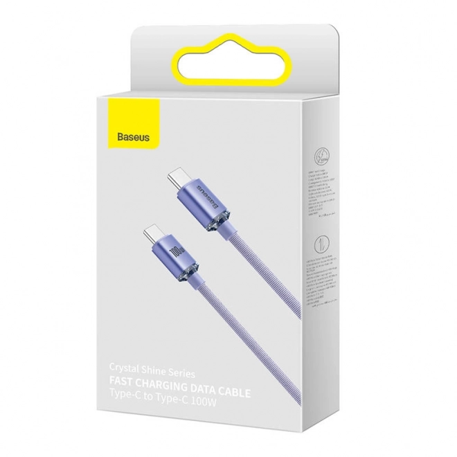 Baseus kristálykábelfény USB-C - USB-C 100W 1,2m fialová