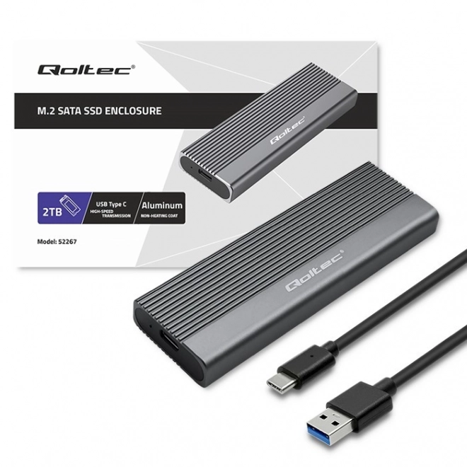 Szürke alumínium M.2 SSD SATA NGFF külső ház USB-C csatlakozóval