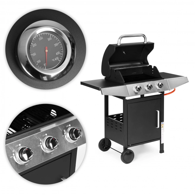 Gázzal működő kerti grill 3 égőfejjel