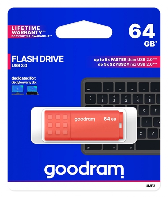 Pendrive USB 3.0 narancssárga 64GB