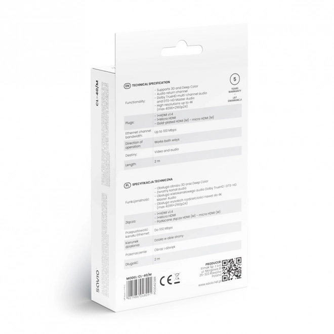 Hdmi kábel Ethernettel - mikro HDMI kapcsolat, 2m hosszú
