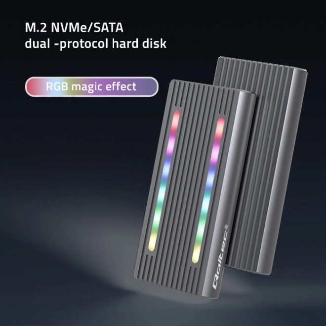 Külső ház M.2 SSD-hez RGB LED-el