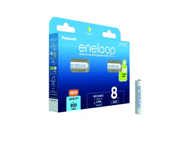Újratölthető AAA Eneloop akkumulátorok 800 mAh - 8 darabos készlet