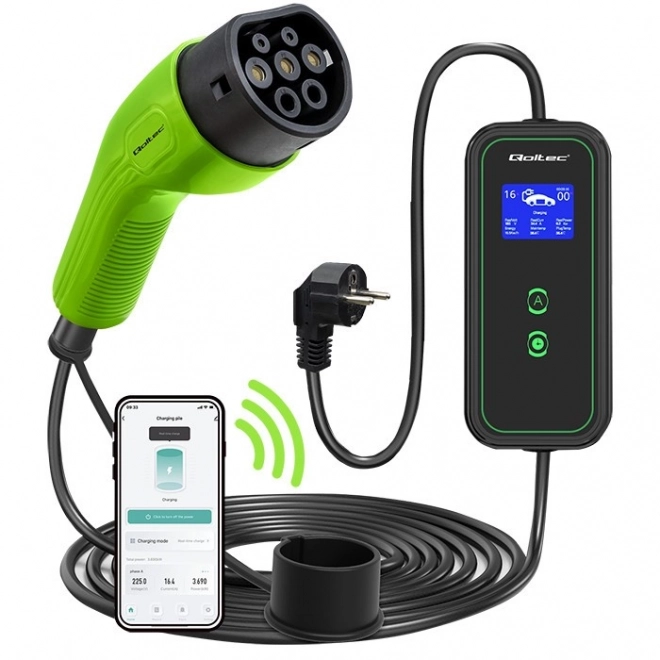 Mobil EV autótöltő 2 az 1-ben, állítható, 3.5kW, 230V, WiFi, LCD, hordozható