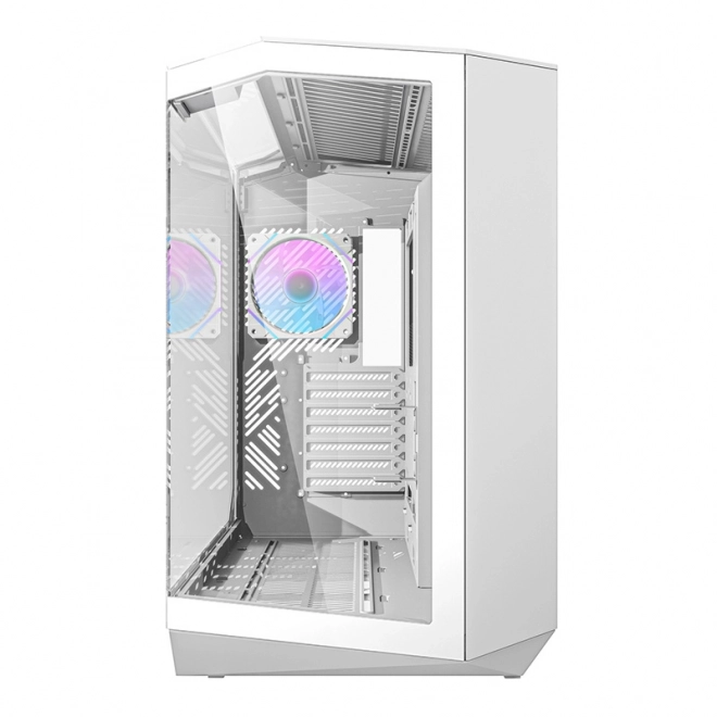 Darkflash számítógépház RGB ventilátorokkal és GPU tartóval, fehér