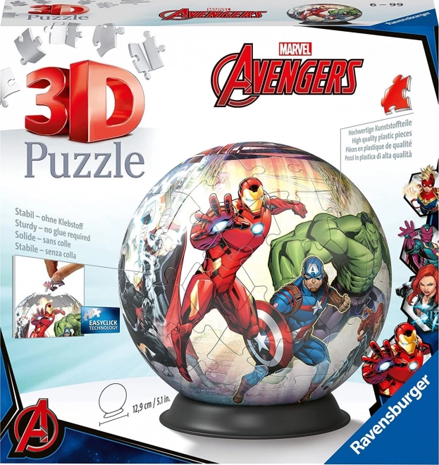 ravensburger 3d puzzlelabda marvel: avengers 73 darabos