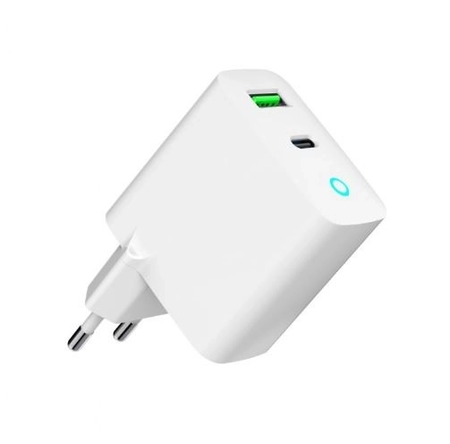 Fehér USB-A USB-C LED gyors töltő 20W PD QC3.0