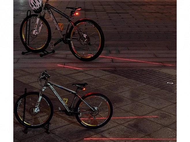 Kerékpár hátsó lámpa LED és lézer vonallal