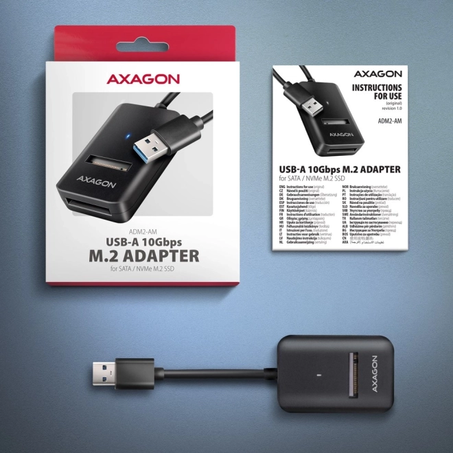 Adapter usb 3.2 gen 2 m.2 nvme/sata ssd 10 gbps 10 cm usb-a kábel
