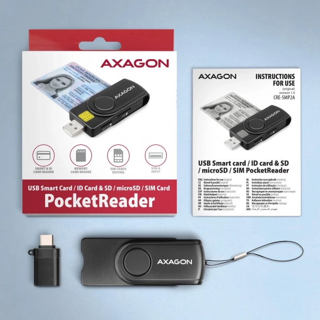 Kompakt AXAGON PocketReader többkártya-olvasó