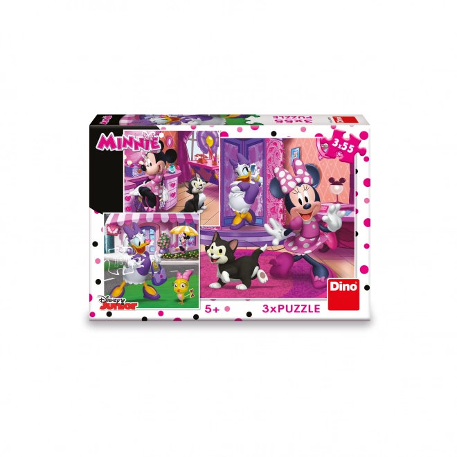 Minnie egér 3x55 darabos puzzle szett