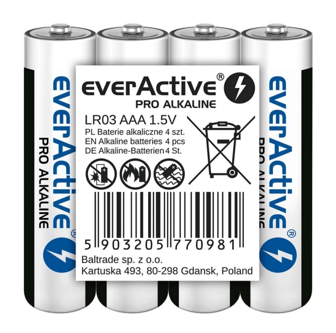 EverActive Pro Alkaline AAA elemek - 4 darabos csomag