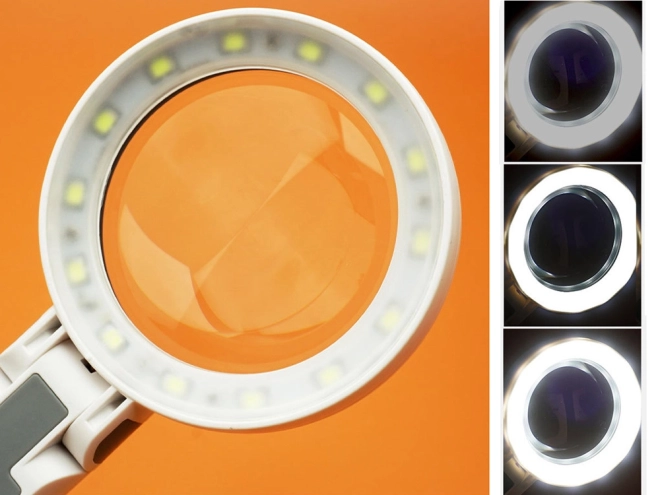 Kozmetikai nagyító állvánnyal és 20 LED-es világítással