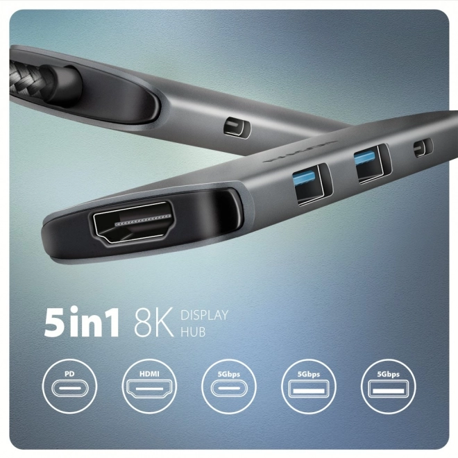 Wieloportos AXAGON USB-C Hub 5 az 1-ben