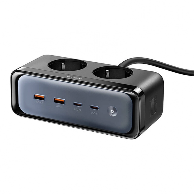 Mcdodo fekete elosztó 2 aljzattal, 6 in 1 USB-C és USB-A