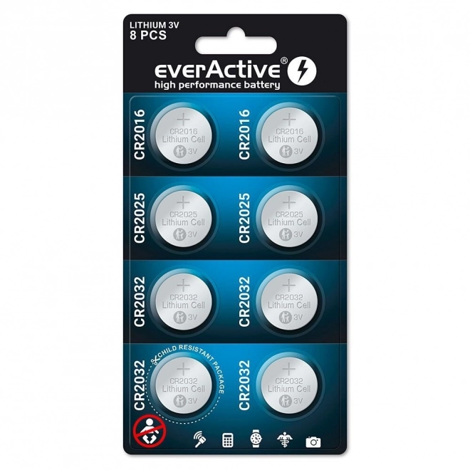 EverActive lithium gombelemek készlet 8 db