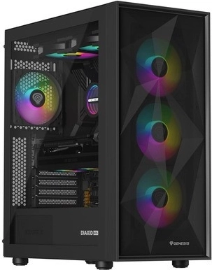 Genesis Diaxid 605 ARGB számítógépház, midi torony USB‑C-vel, fekete