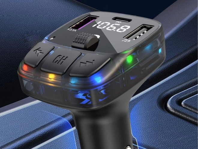 Autós FM Bluetooth Transmitter 5.3 többszörös USB töltővel