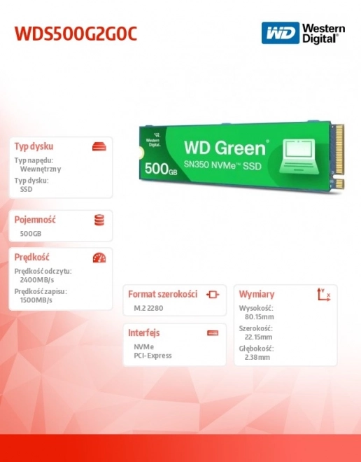 Western Digital Green 500GB M.2 NVMe SSD