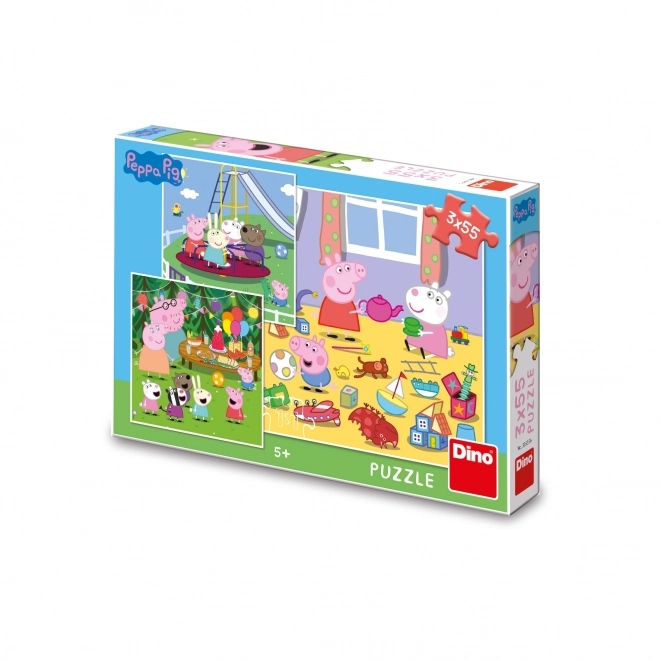 Puzzle Peppa Malac: Nyaralási kalandok 3x55 darab