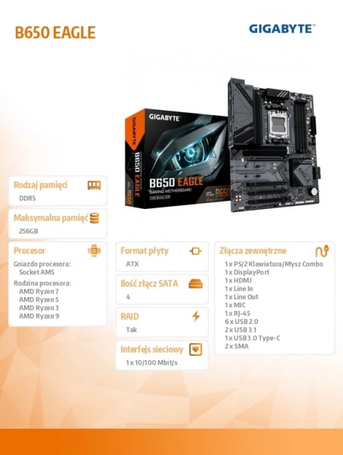 B650 Eagle alaplap AM5 4DDR5 HDMI/DP ATX