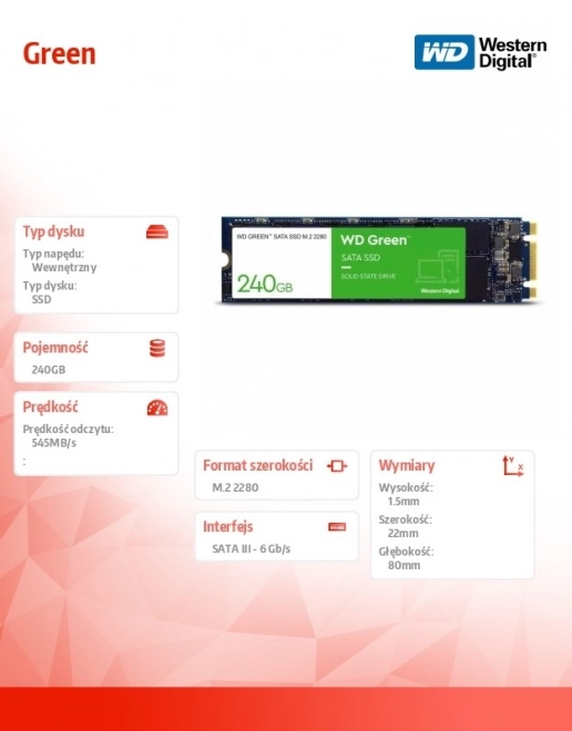 WD Green 240GB SATA M.2 2280 ssd meghajtó