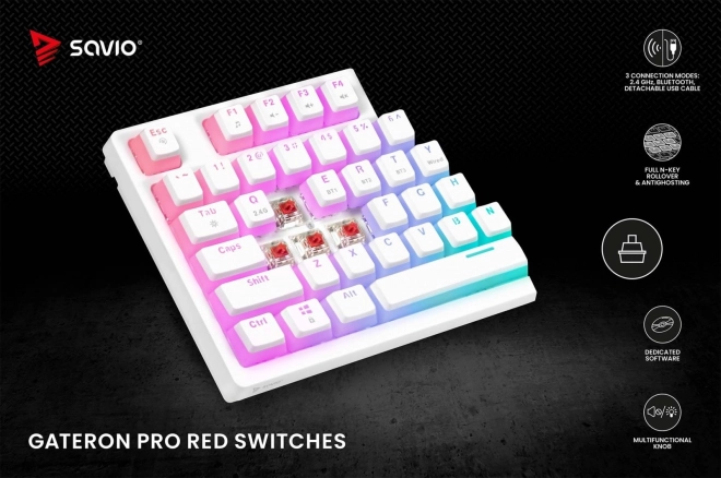 Phenix White vezeték nélküli mechanikus billentyűzet Gateron Red kapcsolókkal