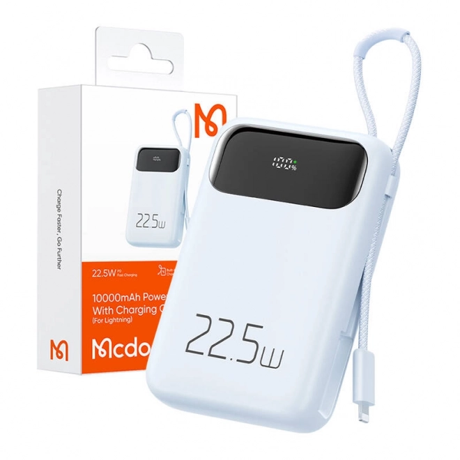 Mcdodo hordozható töltő 10000mAh, 22,5W, Lightning kábel (kék)