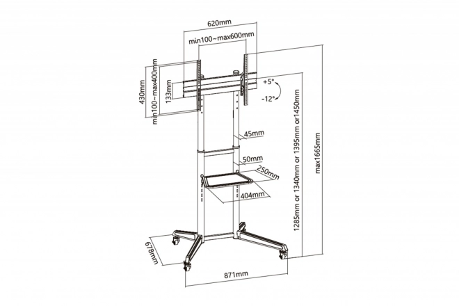 Mobil TV állvány polccal 70 col 50 kg-ig