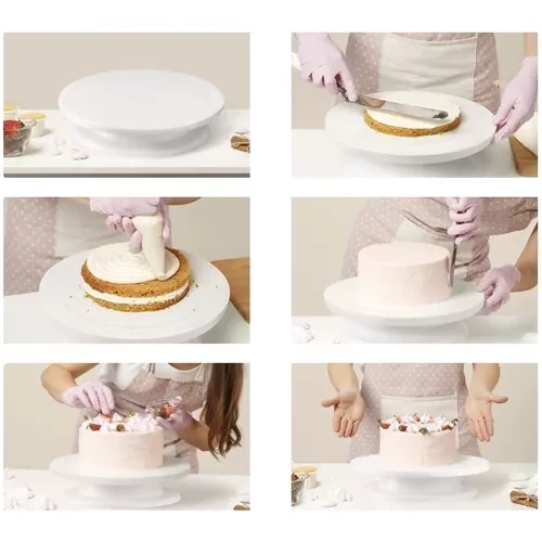 Forgó tortatál készlet 3 díszítő spatulával