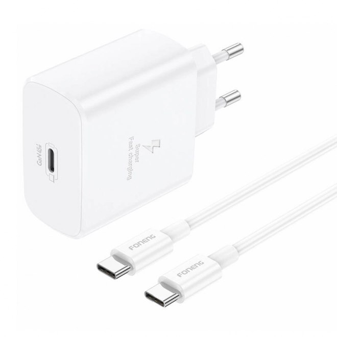 Foneng gyorstöltő adapter és USB-C kábel fehér