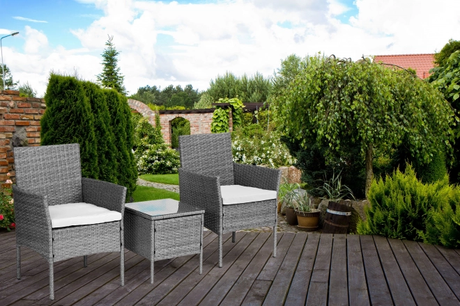 Kerti bútorszett rattan megjelenéssel – szürke asztal és székek MultiGarden