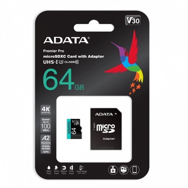 Premier Pro microSD kártya 64GB adapterrel