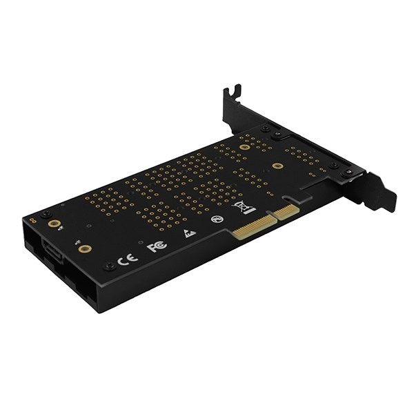 Adapter beépített PCIe x4 to M.2 NVMe M-key + SATA B-key hűtőventilátor