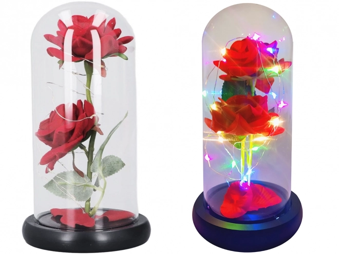 Örök rózsa üvegben LED RGB világítással